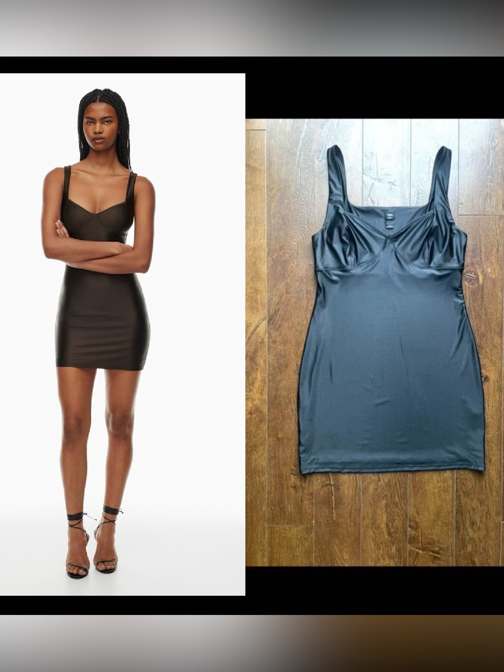 New Large Aritzia Ten Satinette Casanova Bustier Bustier Mini Dress. Black.